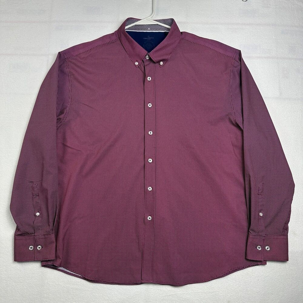 Con.Struct Mens XL Burgundy Micro-Pattern Long Sleeve Button-Down Shirt Slim Fit
